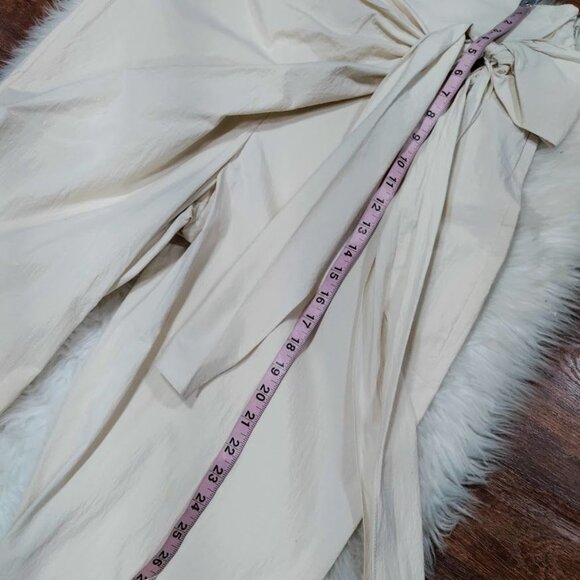 Zara Womens XL High Waisted Tapered Leg Capri Trousers Pants Cream Off White - Picture 13 of 16